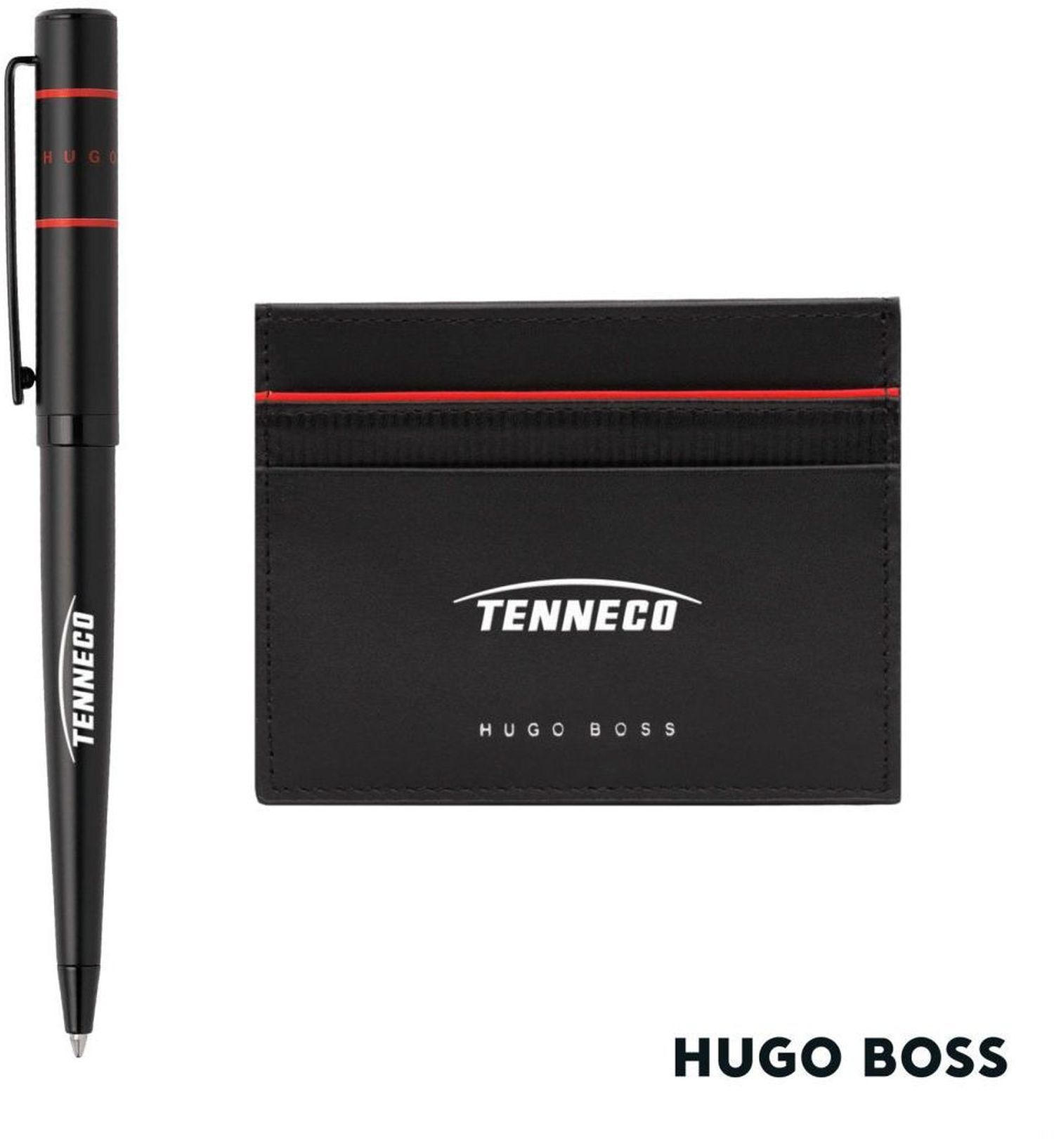Hugo Boss Gear Card Holder With Ribbon Matrix Ballpoint Pen Gift Set